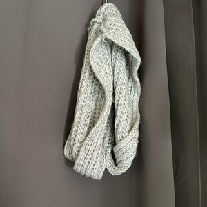 Light grey soft infinity scarf.